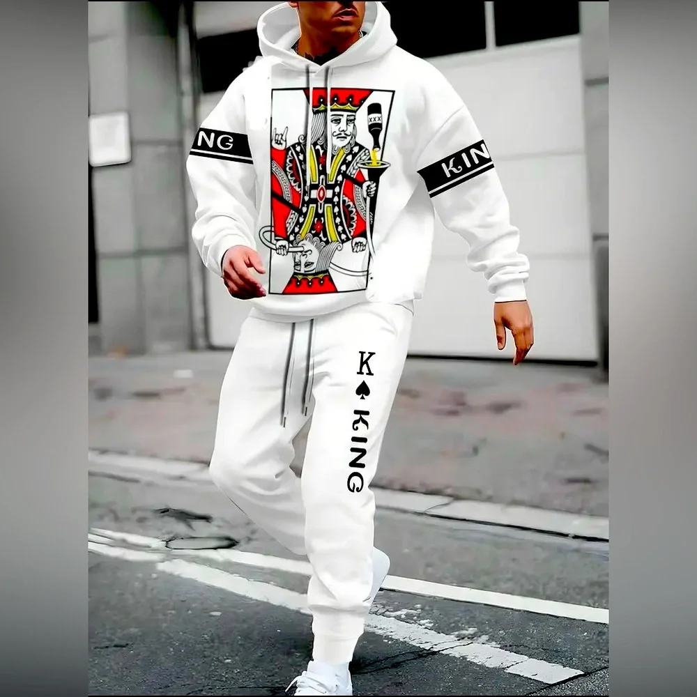 HOODIE SWEATSUIT: Poker King Print, NWOT